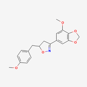 3-(7-Methoxy-2H-1,3-benzodioxol-5-yl)-5-[(4-methoxyphenyl)methyl]-4,5-dihydro-1,2-oxazole