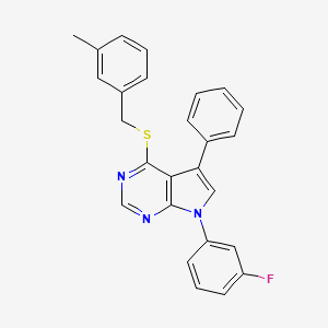 molecular formula C26H20FN3S B11466507 7-(3-fluorophenyl)-4-[(3-methylbenzyl)sulfanyl]-5-phenyl-7H-pyrrolo[2,3-d]pyrimidine 