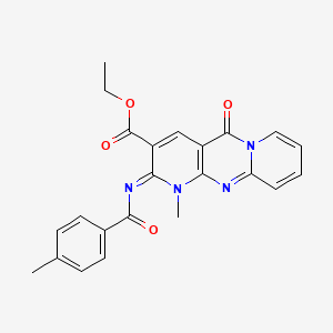 ethyl 7-methyl-6-(4-methylbenzoyl)imino-2-oxo-1,7,9-triazatricyclo[8.4.0.03,8]tetradeca-3(8),4,9,11,13-pentaene-5-carboxylate