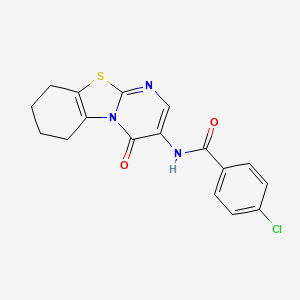 molecular formula C17H14ClN3O2S B11466559 4-chloro-N-(4-oxo-6,7,8,9-tetrahydro-4H-pyrimido[2,1-b][1,3]benzothiazol-3-yl)benzamide 