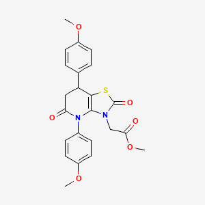 molecular formula C23H22N2O6S B11466589 methyl [4,7-bis(4-methoxyphenyl)-2,5-dioxo-4,5,6,7-tetrahydro[1,3]thiazolo[4,5-b]pyridin-3(2H)-yl]acetate 