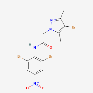 molecular formula C13H11Br3N4O3 B11466591 2-(4-bromo-3,5-dimethyl-1H-pyrazol-1-yl)-N-(2,6-dibromo-4-nitrophenyl)acetamide 