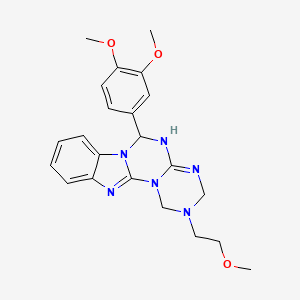 9-(3,4-dimethoxyphenyl)-4-(2-methoxyethyl)-2,4,6,8,10,17-hexazatetracyclo[8.7.0.02,7.011,16]heptadeca-1(17),6,11,13,15-pentaene