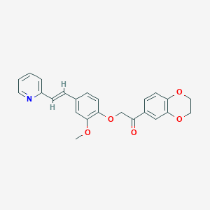 molecular formula C24H21NO5 B11466672 1-(2,3-dihydro-1,4-benzodioxin-6-yl)-2-{2-methoxy-4-[(E)-2-(pyridin-2-yl)ethenyl]phenoxy}ethanone 