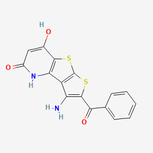 molecular formula C16H10N2O3S2 B11466692 3-Amino-4-benzoyl-9-hydroxy-5,7-dithia-12-azatricyclo[6.4.0.0{2,6}]dodeca-1(8),2(6),3,9-tetraen-11-one 