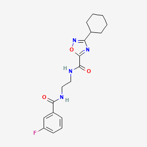 3-cyclohexyl-N-{2-[(3-fluorobenzoyl)amino]ethyl}-1,2,4-oxadiazole-5-carboxamide