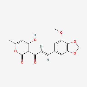 4-Hydroxy-3-[3-(7-methoxy-2H-1,3-benzodioxol-5-yl)prop-2-enoyl]-6-methylpyran-2-one