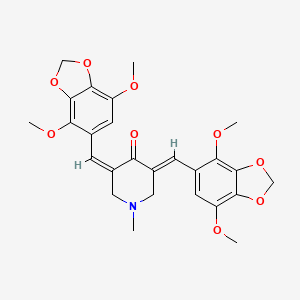 molecular formula C26H27NO9 B11466709 (3Z,5E)-3,5-bis[(4,7-dimethoxy-1,3-benzodioxol-5-yl)methylidene]-1-methylpiperidin-4-one 