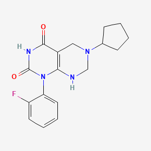 molecular formula C17H19FN4O2 B11466712 6-cyclopentyl-1-(2-fluorophenyl)-2-hydroxy-5,6,7,8-tetrahydropyrimido[4,5-d]pyrimidin-4(1H)-one 