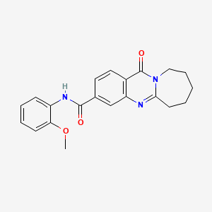 molecular formula C21H21N3O3 B11466728 N-(2-methoxyphenyl)-12-oxo-6,7,8,9,10,12-hexahydroazepino[2,1-b]quinazoline-3-carboxamide 