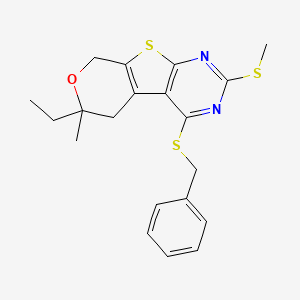 3-benzylsulfanyl-12-ethyl-12-methyl-5-methylsulfanyl-11-oxa-8-thia-4,6-diazatricyclo[7.4.0.02,7]trideca-1(9),2(7),3,5-tetraene