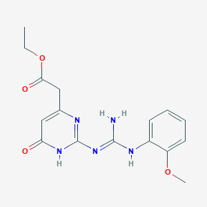 molecular formula C16H19N5O4 B11466782 ethyl {2-[N'-(2-methoxyphenyl)carbamimidamido]-6-oxo-1,6-dihydropyrimidin-4-yl}acetate 