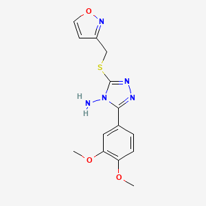 molecular formula C14H15N5O3S B11466809 3-(3,4-dimethoxyphenyl)-5-[(1,2-oxazol-3-ylmethyl)sulfanyl]-4H-1,2,4-triazol-4-amine 