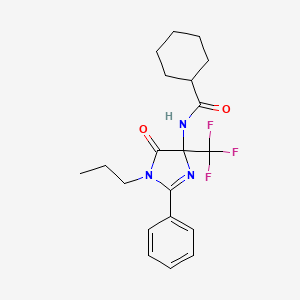 molecular formula C20H24F3N3O2 B11466817 N-[5-oxo-2-phenyl-1-propyl-4-(trifluoromethyl)-4,5-dihydro-1H-imidazol-4-yl]cyclohexanecarboxamide 