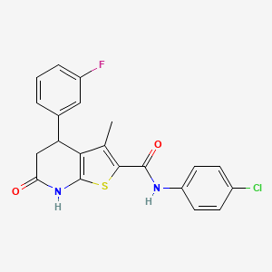 molecular formula C21H16ClFN2O2S B11466862 N-(4-chlorophenyl)-4-(3-fluorophenyl)-3-methyl-6-oxo-4,5,6,7-tetrahydrothieno[2,3-b]pyridine-2-carboxamide 