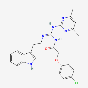 2-(4-chlorophenoxy)-N-[(E)-[(4,6-dimethylpyrimidin-2-yl)amino]{[2-(1H-indol-3-yl)ethyl]amino}methylidene]acetamide