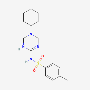 molecular formula C16H24N4O2S B11466869 N-(5-cyclohexyl-1,3,5-triazinan-2-ylidene)-4-methylbenzenesulfonamide 