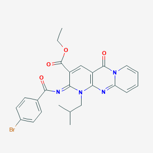 molecular formula C25H23BrN4O4 B11466905 ethyl 6-(4-bromobenzoyl)imino-7-(2-methylpropyl)-2-oxo-1,7,9-triazatricyclo[8.4.0.03,8]tetradeca-3(8),4,9,11,13-pentaene-5-carboxylate 