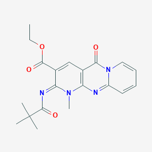 ethyl 6-(2,2-dimethylpropanoylimino)-7-methyl-2-oxo-1,7,9-triazatricyclo[8.4.0.03,8]tetradeca-3(8),4,9,11,13-pentaene-5-carboxylate