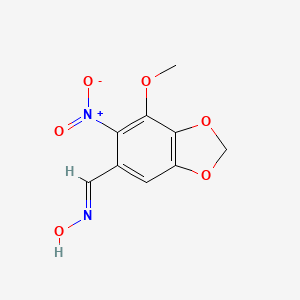 molecular formula C9H8N2O6 B11467027 N-[(7-Methoxy-6-nitro-2H-1,3-benzodioxol-5-yl)methylidene]hydroxylamine 