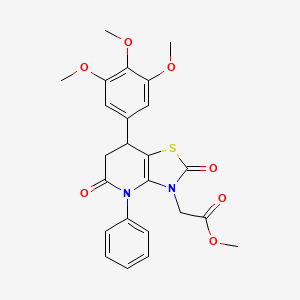 molecular formula C24H24N2O7S B11467033 methyl [2,5-dioxo-4-phenyl-7-(3,4,5-trimethoxyphenyl)-4,5,6,7-tetrahydro[1,3]thiazolo[4,5-b]pyridin-3(2H)-yl]acetate 