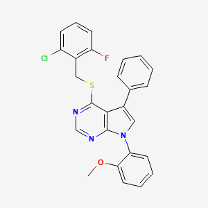 4-[(2-chloro-6-fluorobenzyl)sulfanyl]-7-(2-methoxyphenyl)-5-phenyl-7H-pyrrolo[2,3-d]pyrimidine