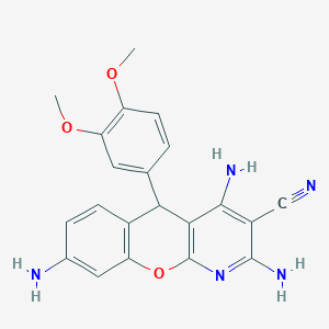 molecular formula C21H19N5O3 B11467099 2,4,8-triamino-5-(3,4-dimethoxyphenyl)-5H-chromeno[2,3-b]pyridine-3-carbonitrile 