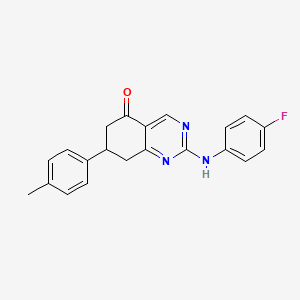 molecular formula C21H18FN3O B11467115 2-[(4-fluorophenyl)amino]-7-(4-methylphenyl)-7,8-dihydroquinazolin-5(6H)-one 