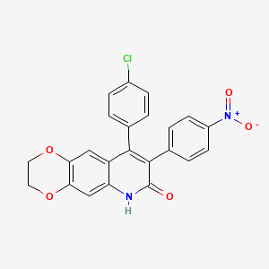 molecular formula C23H15ClN2O5 B11467130 9-(4-chlorophenyl)-8-(4-nitrophenyl)-2,3-dihydro[1,4]dioxino[2,3-g]quinolin-7(6H)-one 