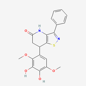 molecular formula C20H18N2O5S B11467136 7-(3,4-dihydroxy-2,5-dimethoxyphenyl)-3-phenyl-6,7-dihydro[1,2]thiazolo[4,5-b]pyridin-5(4H)-one 