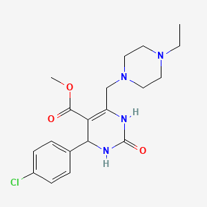 molecular formula C19H25ClN4O3 B11467144 Methyl 4-(4-chlorophenyl)-6-[(4-ethylpiperazin-1-yl)methyl]-2-oxo-1,2,3,4-tetrahydropyrimidine-5-carboxylate 