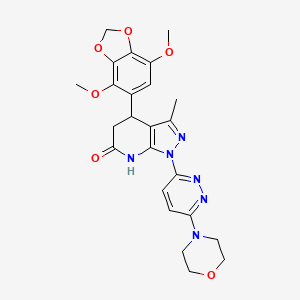 4-(4,7-dimethoxy-1,3-benzodioxol-5-yl)-3-methyl-1-[6-(morpholin-4-yl)pyridazin-3-yl]-1,4,5,7-tetrahydro-6H-pyrazolo[3,4-b]pyridin-6-one