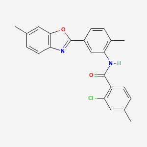 2-chloro-4-methyl-N-[2-methyl-5-(6-methyl-1,3-benzoxazol-2-yl)phenyl]benzamide