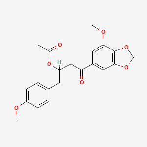 4-(7-Methoxy-1,3-benzodioxol-5-yl)-1-(4-methoxyphenyl)-4-oxobutan-2-yl acetate