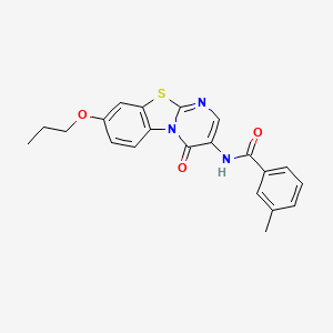 molecular formula C21H19N3O3S B11467222 3-methyl-N-(4-oxo-8-propoxy-4H-pyrimido[2,1-b][1,3]benzothiazol-3-yl)benzamide 