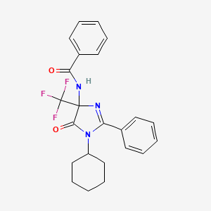 molecular formula C23H22F3N3O2 B11467235 N-[1-cyclohexyl-5-oxo-2-phenyl-4-(trifluoromethyl)-4,5-dihydro-1H-imidazol-4-yl]benzamide 