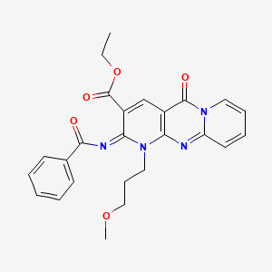 molecular formula C25H24N4O5 B11467264 ethyl 6-benzoylimino-7-(3-methoxypropyl)-2-oxo-1,7,9-triazatricyclo[8.4.0.03,8]tetradeca-3(8),4,9,11,13-pentaene-5-carboxylate 