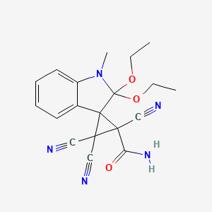 2,3,3-Tricyano-2',2'-diethoxy-1'-methyl-1',2'-dihydrospiro[cyclopropane-1,3'-indole]-2-carboxamide