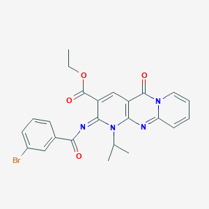 ethyl 6-(3-bromobenzoyl)imino-2-oxo-7-propan-2-yl-1,7,9-triazatricyclo[8.4.0.03,8]tetradeca-3(8),4,9,11,13-pentaene-5-carboxylate