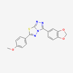 molecular formula C17H12N4O3S B11467320 3-(1,3-Benzodioxol-5-yl)-6-(4-methoxyphenyl)[1,2,4]triazolo[3,4-b][1,3,4]thiadiazole 