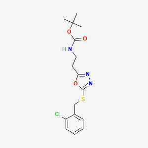 molecular formula C16H20ClN3O3S B11467323 Tert-butyl (2-(5-((2-chlorobenzyl)thio)-1,3,4-oxadiazol-2-yl)ethyl)carbamate 