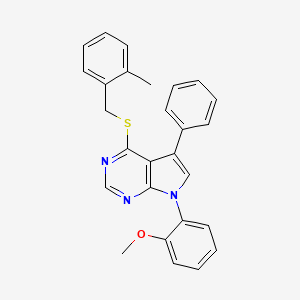 7-(2-methoxyphenyl)-4-[(2-methylbenzyl)sulfanyl]-5-phenyl-7H-pyrrolo[2,3-d]pyrimidine