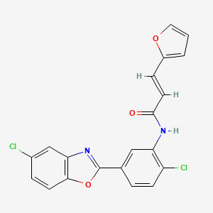 molecular formula C20H12Cl2N2O3 B11467382 (2E)-N-[2-chloro-5-(5-chloro-1,3-benzoxazol-2-yl)phenyl]-3-(furan-2-yl)prop-2-enamide 