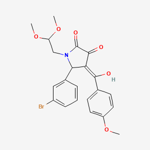 molecular formula C22H22BrNO6 B11467389 5-(3-bromophenyl)-1-(2,2-dimethoxyethyl)-3-hydroxy-4-[(4-methoxyphenyl)carbonyl]-1,5-dihydro-2H-pyrrol-2-one 