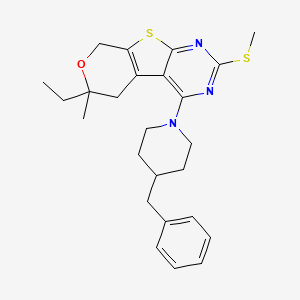 3-(4-benzylpiperidin-1-yl)-12-ethyl-12-methyl-5-methylsulfanyl-11-oxa-8-thia-4,6-diazatricyclo[7.4.0.02,7]trideca-1(9),2,4,6-tetraene