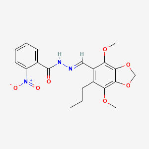 N'-[(E)-(4,7-dimethoxy-6-propyl-1,3-benzodioxol-5-yl)methylidene]-2-nitrobenzohydrazide