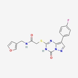 2-{[8-(4-fluorophenyl)-4-oxo-3,4-dihydropyrazolo[1,5-a][1,3,5]triazin-2-yl]sulfanyl}-N-(furan-3-ylmethyl)acetamide