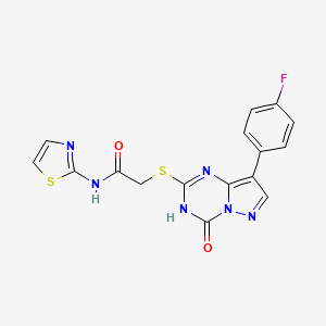 2-{[8-(4-fluorophenyl)-4-oxo-3,4-dihydropyrazolo[1,5-a][1,3,5]triazin-2-yl]sulfanyl}-N-(1,3-thiazol-2-yl)acetamide