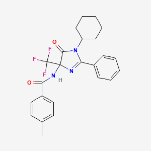 molecular formula C24H24F3N3O2 B11467469 N-[1-cyclohexyl-5-oxo-2-phenyl-4-(trifluoromethyl)-4,5-dihydro-1H-imidazol-4-yl]-4-methylbenzamide 