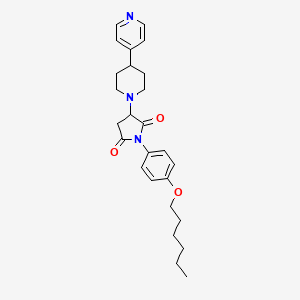 molecular formula C26H33N3O3 B11467495 1-[4-(Hexyloxy)phenyl]-3-[4-(pyridin-4-yl)piperidin-1-yl]pyrrolidine-2,5-dione 